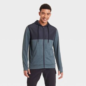 All In Motion - Men's Soft Stretch Hooded Full Zip Top - All In Mo Blue
